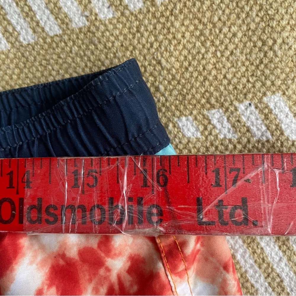 Big Chill Orange Tie-Dye Swim Trunks w Navy Palm Tree Design – Size XL - Picture 10 of 12